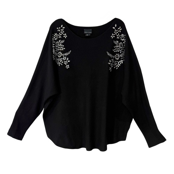 Adrienne Vittadini Sweaters - Adrienne Vittadini Sweater Knit Embellished Faux Shiny Rhinestones Black Size 2X